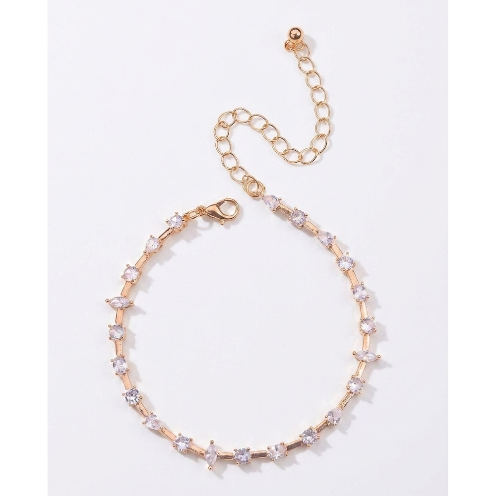 NEW NICOLE MILLER women's multi stone anklet in gold